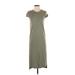 Jessica Simpson Casual Dress - Midi Crew Neck Short sleeves: Green Print Dresses - Women's Size Small