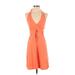 Venus Cocktail Dress - Mini Plunge Sleeveless: Orange Solid Dresses - Women's Size Small