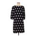 Hobbs London Casual Dress - Shift Crew Neck 3/4 sleeves: Black Polka Dots Dresses - Women's Size 6