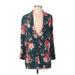 Flynn Skye Blazer Jacket: Below Hip Teal Floral Jackets & Outerwear - Women's Size X-Small