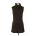 Mine Too Casual Dress - Sweater Dress Turtleneck Sleeveless: Brown Solid Dresses - Women's Size Medium