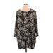 Chico's Casual Dress - Shift Crew Neck 3/4 sleeves: Black Print Dresses - Women's Size X-Large