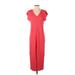 Universal Thread Casual Dress - Sheath V-Neck Short sleeves: Red Solid Dresses - Women's Size X-Small