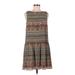 Hemant And Nandita Casual Dress - DropWaist Crew Neck Sleeveless: Brown Dresses - Women's Size 8