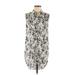 Express Casual Dress - Shirtdress High Neck Sleeveless: Ivory Floral Dresses - Women's Size Small