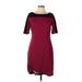 W by Worth Casual Dress - Sheath: Burgundy Color Block Dresses - Women's Size 10