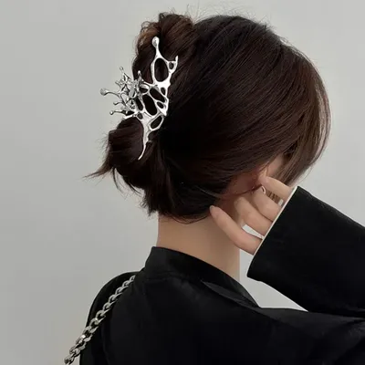 Y2k-Pinces à cheveux géométriques en métal argenté pour femmes pinces à cheveux requin pinces à