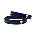 Bracelet en silicone avec logo tête de mort pour homme et femme ligne bleue fine bracelet de