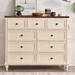 Eden Rim 9 - Drawer Solid Wood Accent Chest in White/Brown | 39.37 H x 55.12 W x 17.72 D in | Wayfair