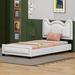 Gemma Violet Adamson Bed Upholstered, Solid Wood in White | 39 H x 42.75 W x 79.5 D in | Wayfair 7515D7522743453A81ABBED12B9F1ACD
