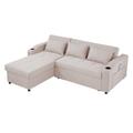Brown Sectional - Latitude Run® L-shaped Sectional Sofa w/ Pull Out Bed & Storage Chaise Lounge, usb Ports & Cup Holders | Wayfair