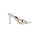 Shoedazzle Mule/Clog: Slip-on Stilleto Cocktail Ivory Solid Shoes - Women's Size 6 1/2 - Pointed Toe