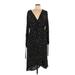Wild Fable Casual Dress - Midi V Neck Long sleeves: Black Dresses - Women's Size Large
