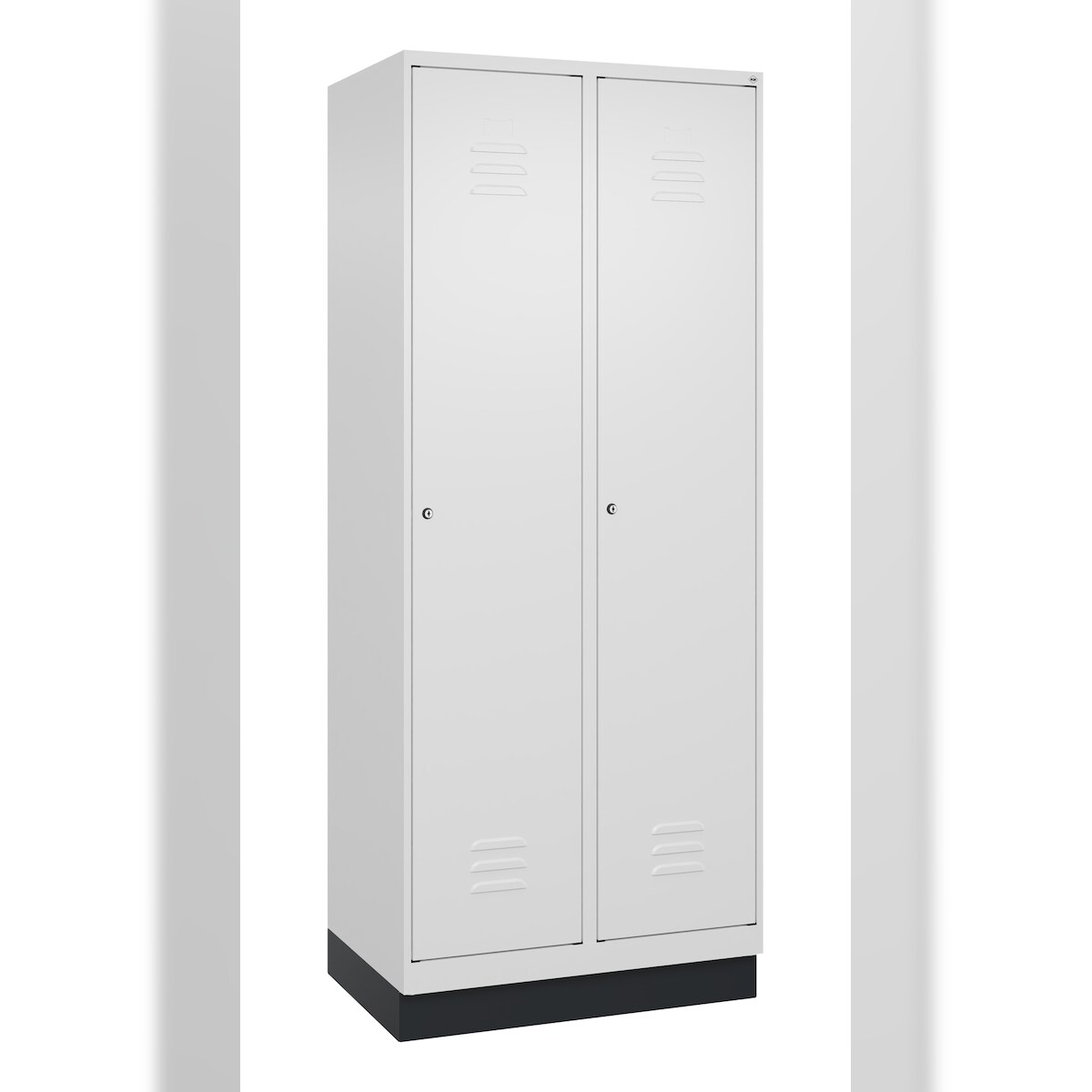 C+P Wäsche-Spind Classic PLUS, Sockel, 2 Abteile, 1950x800x500mm, 9016/9016 Image