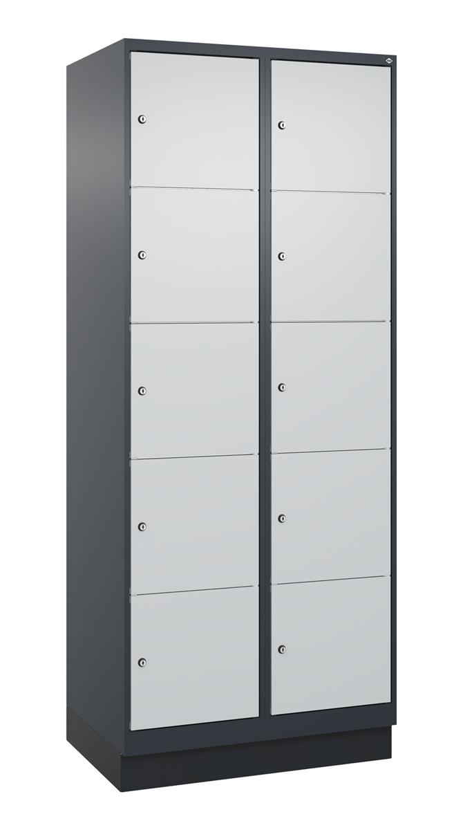 C+P Schließfachschrank Classic PLUS, Sockel, 2 Abteile, 1950x800x500mm, 7016/703 Image