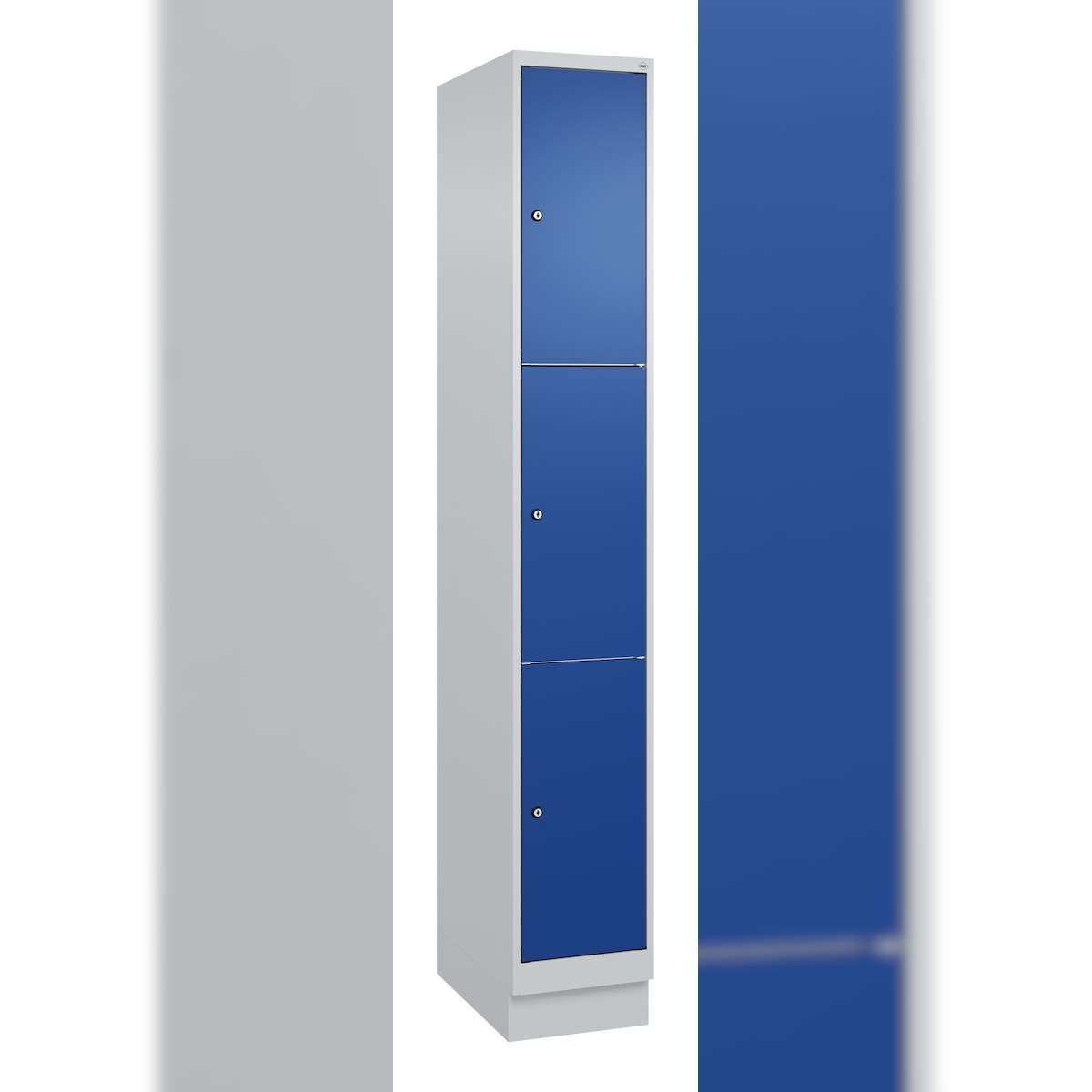 C+P Schließfachschrank Classic PLUS, Sockel, 1 Abteil, 1950x300x500mm, 7035/5010 Image