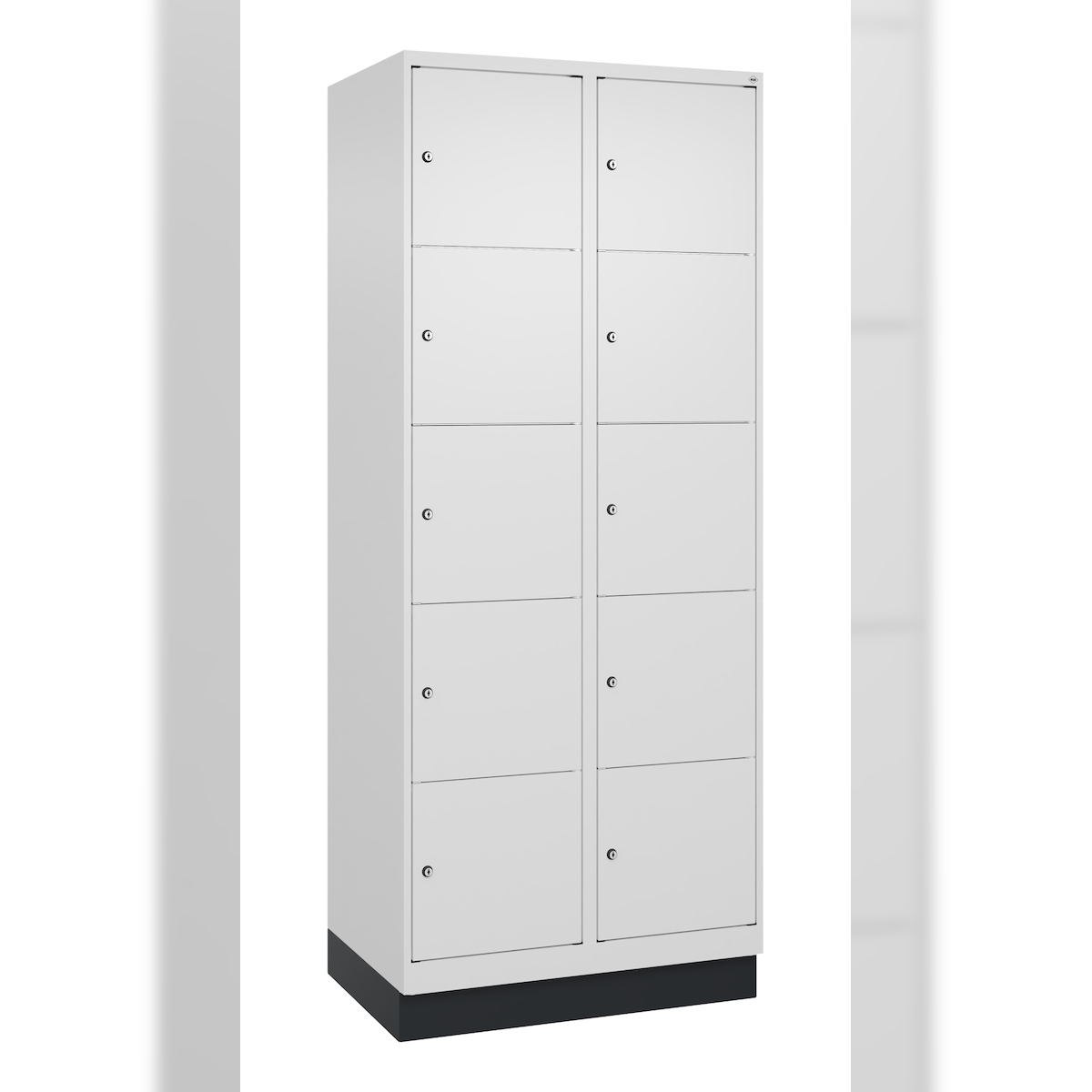 C+P Schließfachschrank Classic PLUS, Sockel, 2 Abteile, 1950x800x500mm, 9016/901 Image