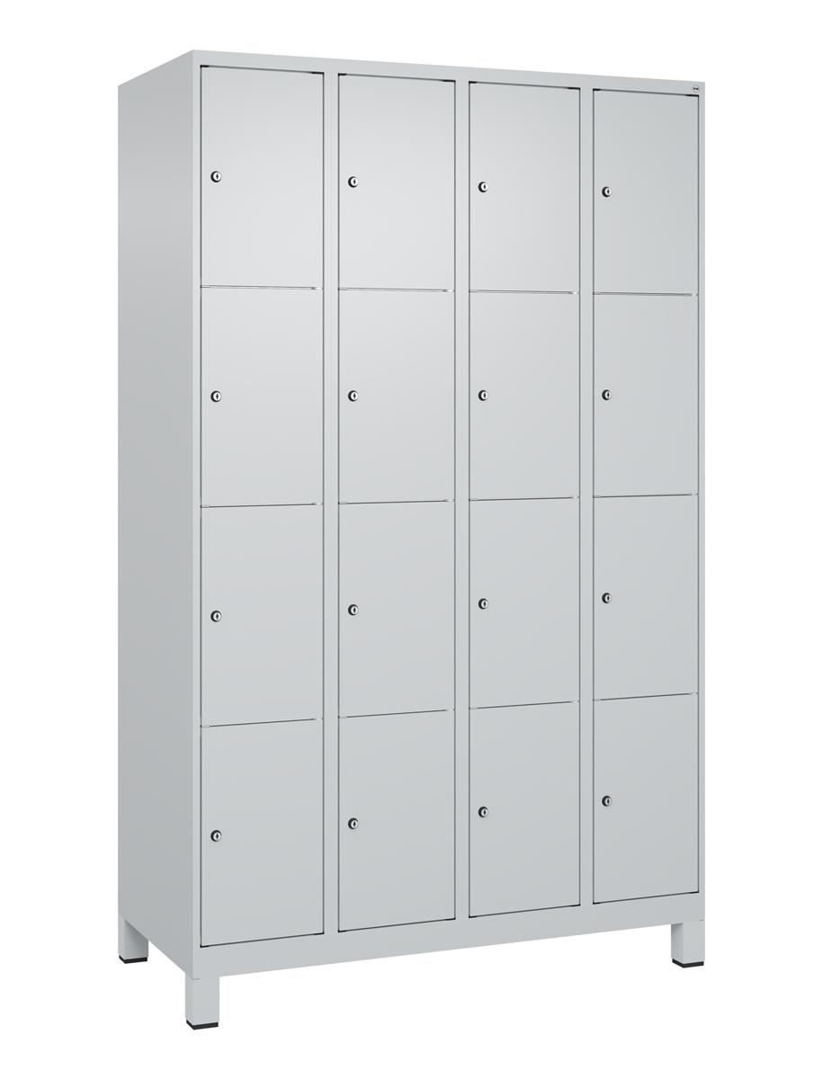 C+P Schließfachschrank Classic PLUS, Füße, 4 Abteile, 1950x1200x500mm, 7035/7035 Image