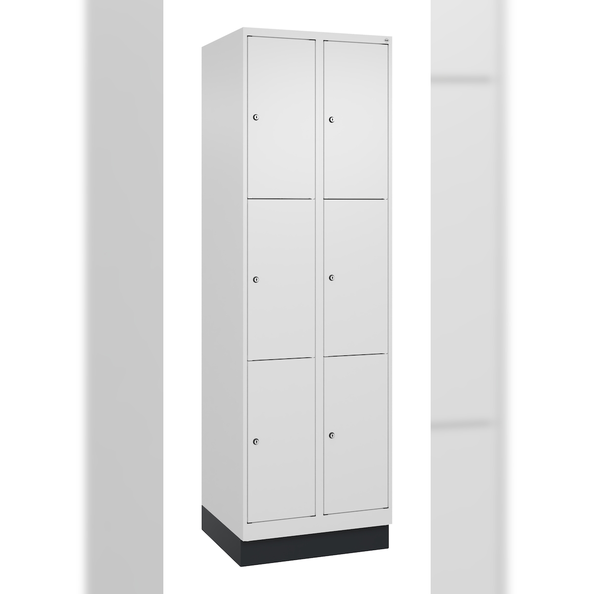 C+P Schließfachschrank Classic PLUS, Sockel, 2 Abteile, 1950x600x500mm, 9016/901 Image