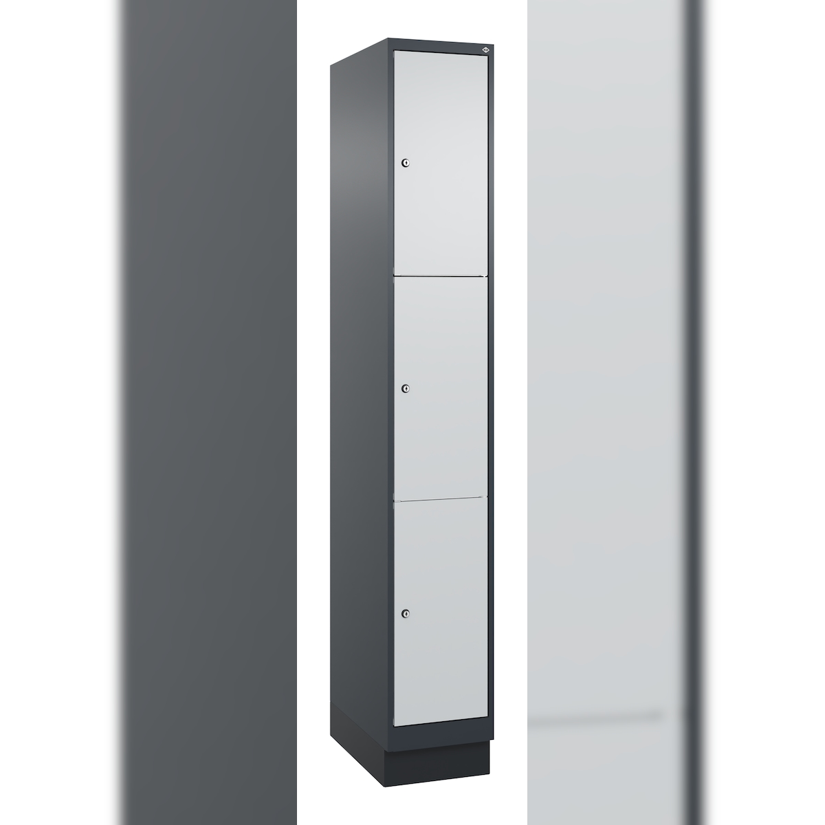 C+P Schließfachschrank Classic PLUS, Sockel, 1 Abteil, 1950x300x500mm, 7016/7035 Image