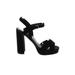 Topshop Heels: Black Solid Shoes - Women's Size 38 - Open Toe