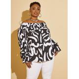Plus Size Printed Off The Shoulder Top
