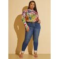 Plus Size Cuffed Mid Rise Skinny Jeans