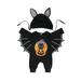 Infant Baby Girl Boy Halloween Bat Costume Pumpkin Romper Long Batwing Sleeve Jumpsuits with Ears Hat Outfits