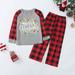 Christmas Gifts Christmas Kids Letter Plaid Print Top And Pants Clothes Set Xmas Family Matching Pajamas Polyester Grey 3 Years
