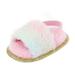 Girls Sandals Toddler Faux Fur Slides with Elastic Back Strap Flats Shoes for Kids