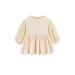 Canrulo Toddler Baby Girls Fall Dress Long Sleeve Round Neck Solid Color Casual Dress Fall Clothes Beige 2-3 Years