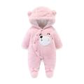 Qxutpo Kids Girls Jackets Romper Bear Baby Fuzzy Jumpsuit Hooded Buttons Jackets Size 6-9M