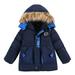 FRSASU Kids Clothing Clearance Toddler Baby Boys Toddler Kids Solid Color Winter Hoodie Keep Warm Cotton Clothes Thick Coat Navy 3-4 Years(3-4 Years)