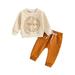 Toddler Girls Boys Fall Outfits Long Sleeve Pumpkin Prints Tops And Pants Child Kids 2Pcs & Baby Clothing Sets Orange 2 Years-3 Years 110(2 Years-3 Years)