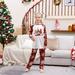 AnuirheiH Matching Family Pajamas Sets Christmas PJ s with Moose Plaid Printed Long Sleeve Tee and Bottom Loungewear