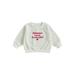 Canrulo Toddler Baby Girl Boy Crewneck Sweatshirt Long Sleeve Letter Print Sweaters Pullover Tops Fall Clothes Milky White 6-12 Months