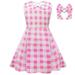 Cute Fall Outfits For Toddler Pink Gingham Dress Movie Kids Party Fancy Plaid Dressess With Plaid Hair Bow 2Pcs Baby Outfit Sets Fall Pink 10 Years-11 Years