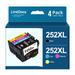 252xl Ink Cartridge Replacement for Epson T252XL T252 to use with Epson Workforce WF-7110 WF-7720 WF-7710 WF-3620 WF-3640 (1 Large Black 1 Cyan 1 Magenta 1 Yellow) 4 Pack