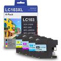 LC103 Ink Cartridge(4 Pack 1 Black 1 Cyan 1 Magenta 1 Yellow) - Eout Compatible LC103XL LC101 Ink Cartridge