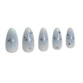 XIAN Mid-length Blue Almond Fake Nail Dyeing Blue Reusable Resin Full Cover Artificial Nail for Beginners Nail Decoration Practice