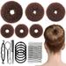 Hair Bun Maker Set 6 PCS Ring Style Hair Bun Donut (1 L 2 M and 3 S) Hair Bun Shaper Hair Accessories with 20 Hair Pins 5 Elastic Bands and 4 Pony Hair Tools for Women & Girls Kids (Dark Brown)