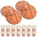40 PCS Birthday Party Decorations Disposable Tableware Plates Football Dishes Basketball Paper