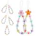 Color Plated Flower Mobile Phone Bracelet 7 Pcs Charm Chain Charms Strap Lanyard Girls Caboodle Bead Resin