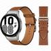 YuiYuKa No Gaps Leather Band For Samsung Galaxy Watch 4 Classic 46mm 42mm Smartwatch Belt Women Men StrapBracelet Correa Galaxy Watch 5/5 Pro Galaxy Watch 4 40mm 44mm Bands - Brown-silver