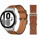 YuiYuKa No Gaps Leather Band For Samsung Galaxy Watch 4 Classic 46mm 42mm Smartwatch Belt Women Men StrapBracelet Correa Galaxy Watch 5/5 Pro Galaxy Watch 4 40mm 44mm Bands - Brown-silver