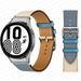 YuiYuKa No Gaps Leather Band For Samsung Galaxy Watch 4 Classic 46mm 42mm Smartwatch Belt Women Men StrapBracelet Correa Galaxy Watch 5/5 Pro Galaxy Watch 4 40mm 44mm Bands - Blue Craie-silver