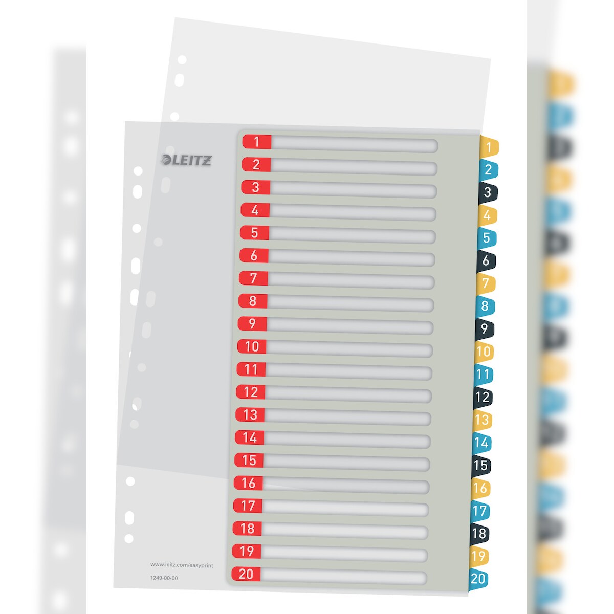 Leitz Register Cosy 12490000 A4 bedruckbar PP farbig 1-20 Image