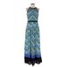 Ann Taylor Casual Dress - Maxi: Blue Chevron/Herringbone Dresses - Women's Size 6