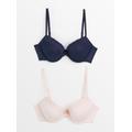 Navy & Pink Plunge Lace T-Shirt Bra 2 Pack 36B