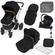 Ickle Bubba Stomp V3 i-Size Travel System With ISOFIX Base - Black On Silver Frame